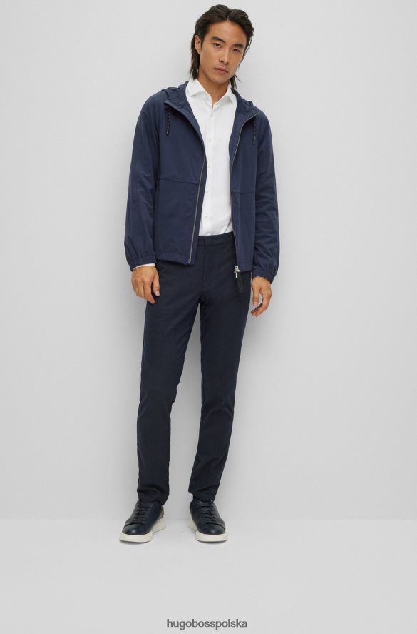 Hugo Boss ciemnoniebieska kurtka hugo slim fit z kapturem, wykonana z elastycznego materiału ciemny niebieski R0X0H63765