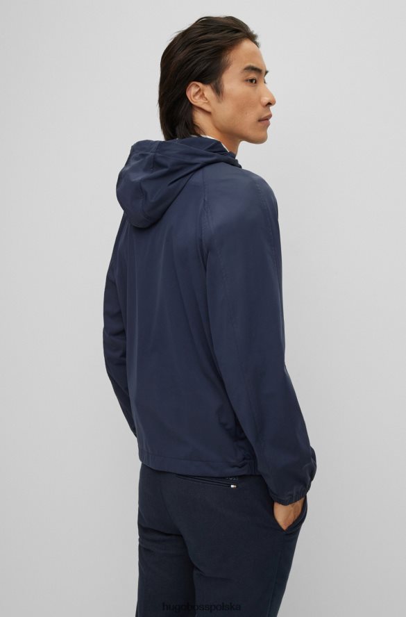 Hugo Boss ciemnoniebieska kurtka hugo slim fit z kapturem, wykonana z elastycznego materiału ciemny niebieski R0X0H63765