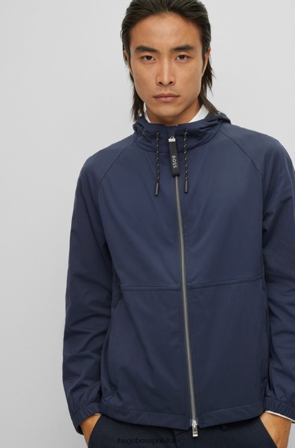 Hugo Boss ciemnoniebieska kurtka hugo slim fit z kapturem, wykonana z elastycznego materiału ciemny niebieski R0X0H63765