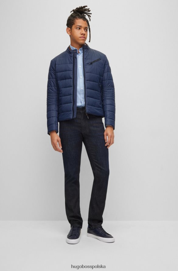 Hugo Boss ciemnoniebieska kurtka motocyklowa hugo o dopasowanym kroju z naszywką z logo ciemny niebieski R0X0H62960