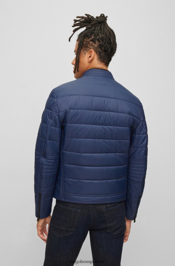 Hugo Boss ciemnoniebieska kurtka motocyklowa hugo o dopasowanym kroju z naszywką z logo ciemny niebieski R0X0H62960