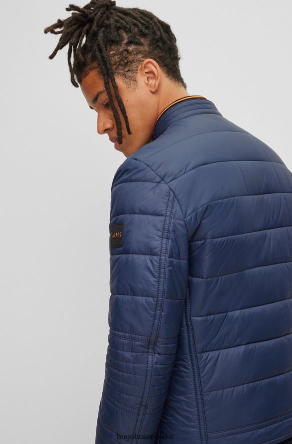 Hugo Boss ciemnoniebieska kurtka motocyklowa hugo o dopasowanym kroju z naszywką z logo ciemny niebieski R0X0H62960