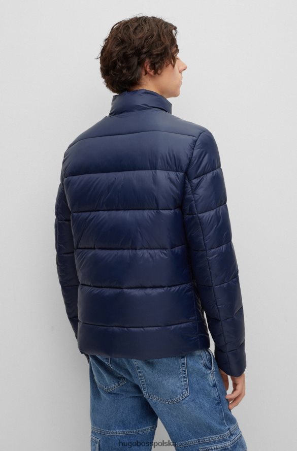 Hugo Boss ciemnoniebieska kurtka puchowa hugo o dopasowanym kroju z rozciętym logo ciemny niebieski R0X0H61479