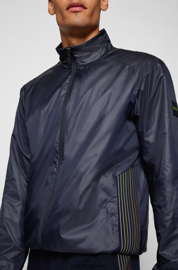 Hugo Boss ciemnoniebieska kurtka zapinana na zamek, wykonana z wodoodpornego materiału pochodzącego z recyklingu hugo ciemny niebieski R0X0H62081