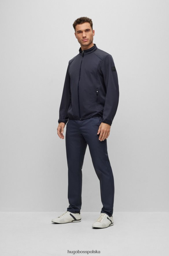 Hugo Boss ciemnoniebieska wodoodporna kurtka hugo z nadrukowaną grafiką ciemny niebieski R0X0H63334