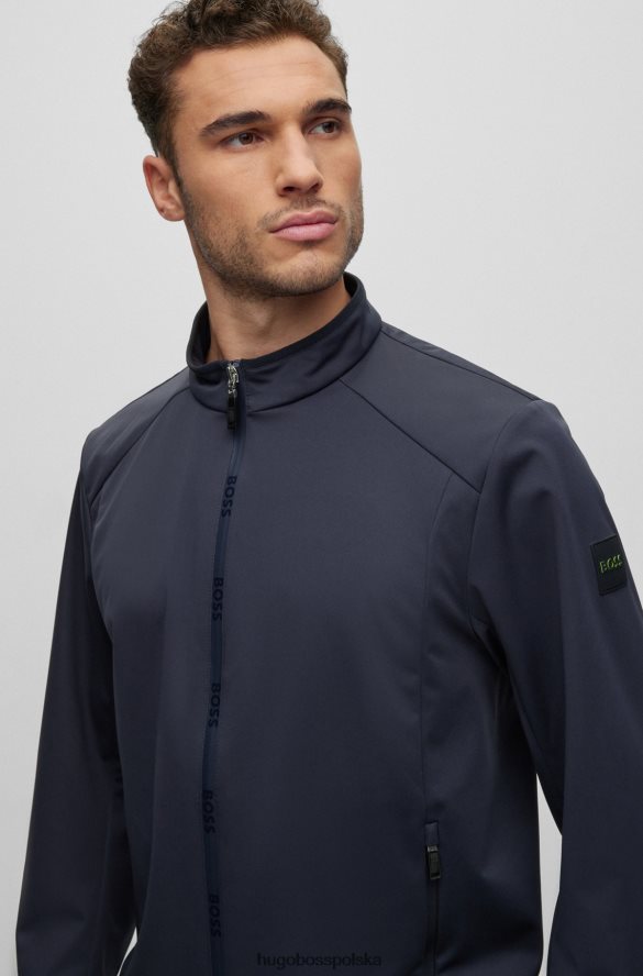 Hugo Boss ciemnoniebieska wodoodporna kurtka hugo z nadrukowaną grafiką ciemny niebieski R0X0H63334