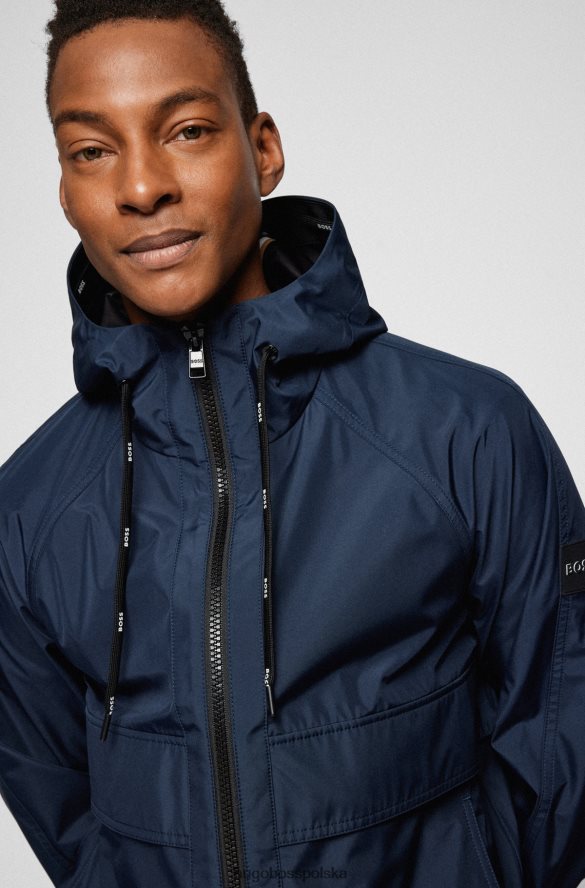 Hugo Boss ciemnoniebieska wodoodporna kurtka hugo z trójwarstwowego materiału softshell ciemny niebieski R0X0H64013