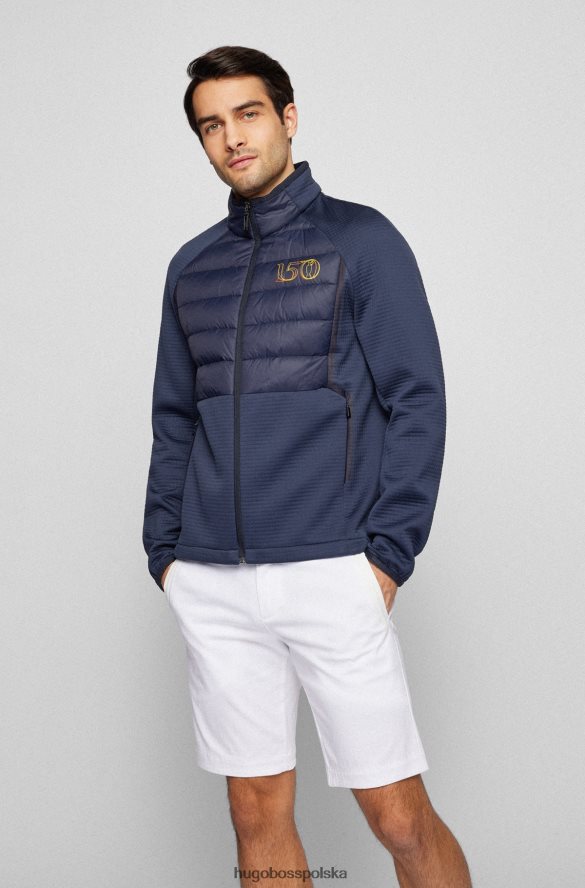 Hugo Boss ciemnoniebieska wodoodporna kurtka puchowa z różnych materiałów hugo ciemny niebieski R0X0H64171
