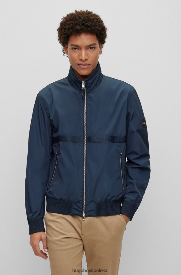 Hugo Boss ciemnoniebieska wodoodporna kurtka z logo hugo ciemny niebieski R0X0H64408