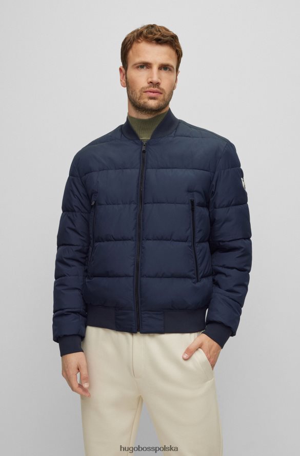 Hugo Boss ciemnoniebieska, wodoodporna, ocieplana kurtka z logo hugo ciemny niebieski R0X0H61344