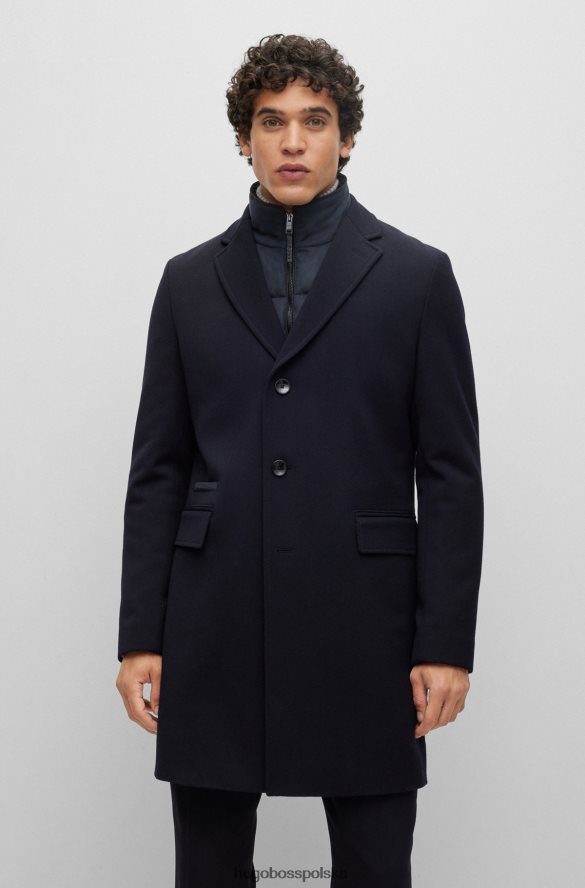 Hugo Boss ciemnoniebieski płaszcz hugo slim-fit z wyściełanym wnętrzem ciemny niebieski R0X0H61454