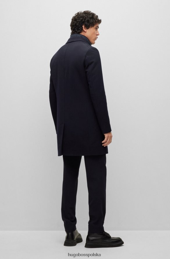 Hugo Boss ciemnoniebieski płaszcz hugo slim-fit z wyściełanym wnętrzem ciemny niebieski R0X0H61454