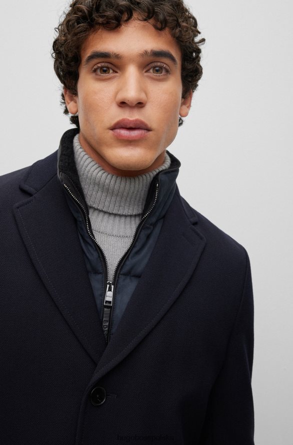 Hugo Boss ciemnoniebieski płaszcz hugo slim-fit z wyściełanym wnętrzem ciemny niebieski R0X0H61454