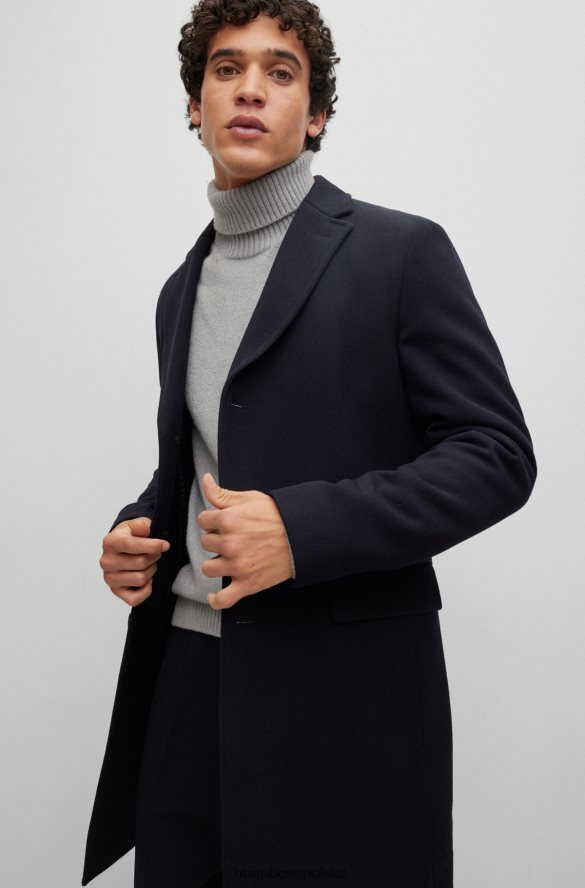 Hugo Boss ciemnoniebieski płaszcz hugo slim-fit z wyściełanym wnętrzem ciemny niebieski R0X0H61454