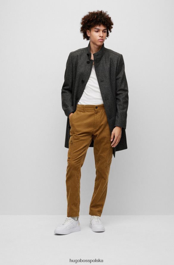 Hugo Boss ciemnoszary płaszcz hugo o regularnym kroju z mieszanki wełny ciemno szary R0X0H61430