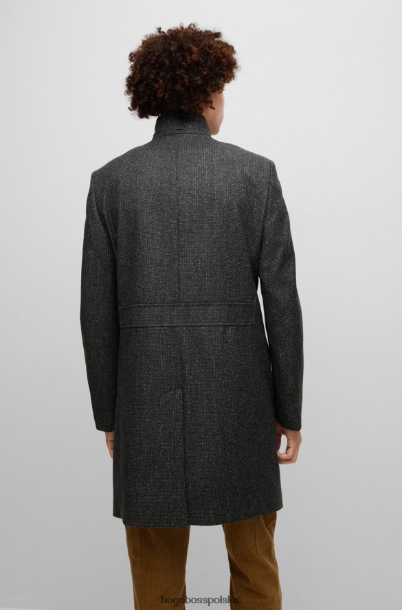 Hugo Boss ciemnoszary płaszcz hugo o regularnym kroju z mieszanki wełny ciemno szary R0X0H61430