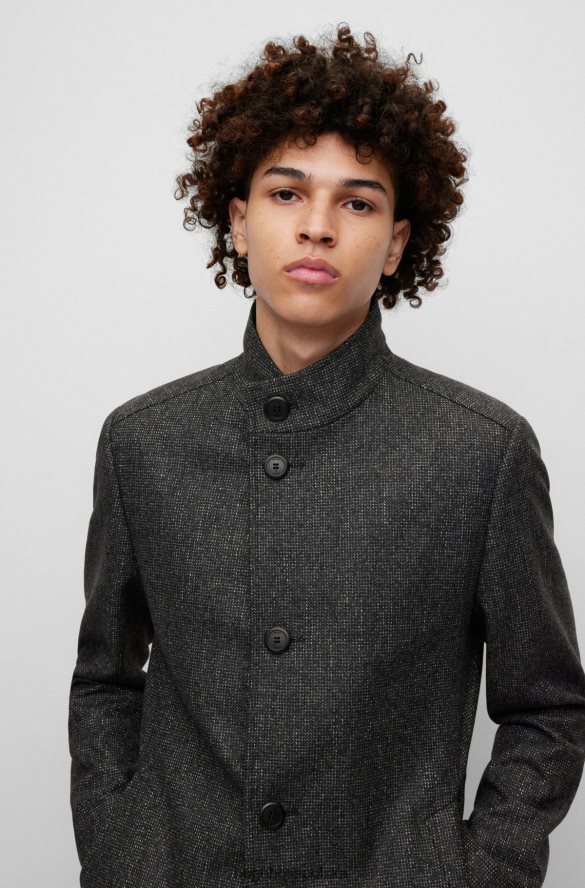 Hugo Boss ciemnoszary płaszcz hugo o regularnym kroju z mieszanki wełny ciemno szary R0X0H61430