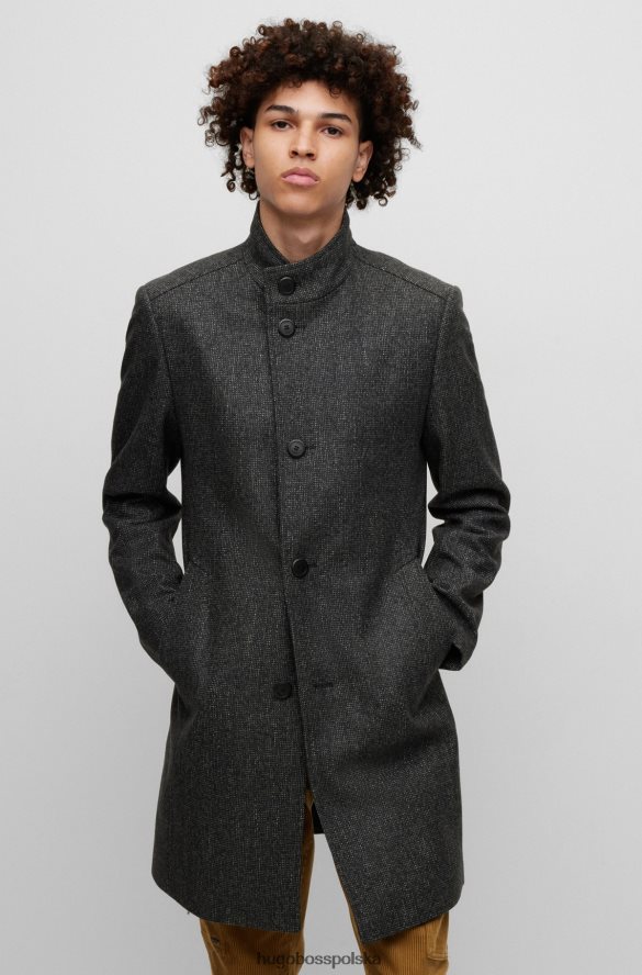 Hugo Boss ciemnoszary płaszcz hugo o regularnym kroju z mieszanki wełny ciemno szary R0X0H61430