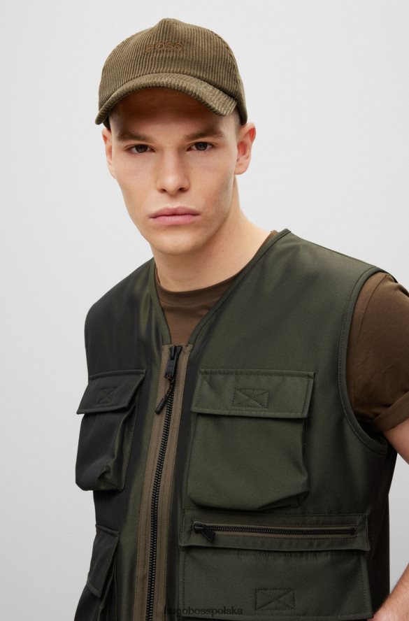 Hugo Boss ciemnozielona, ​​wodoodporna kamizelka hugo o dopasowanym kroju z naszywką z logo ciemnozielony R0X0H62750