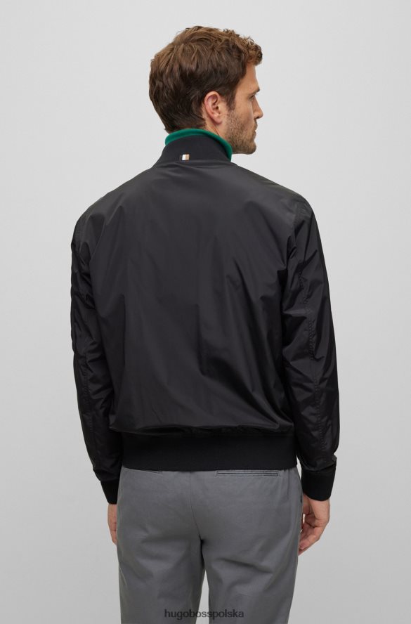 Hugo Boss czarna kurtka bomber hugo o regularnym kroju z materiału pochodzącego z recyklingu czarny R0X0H61537