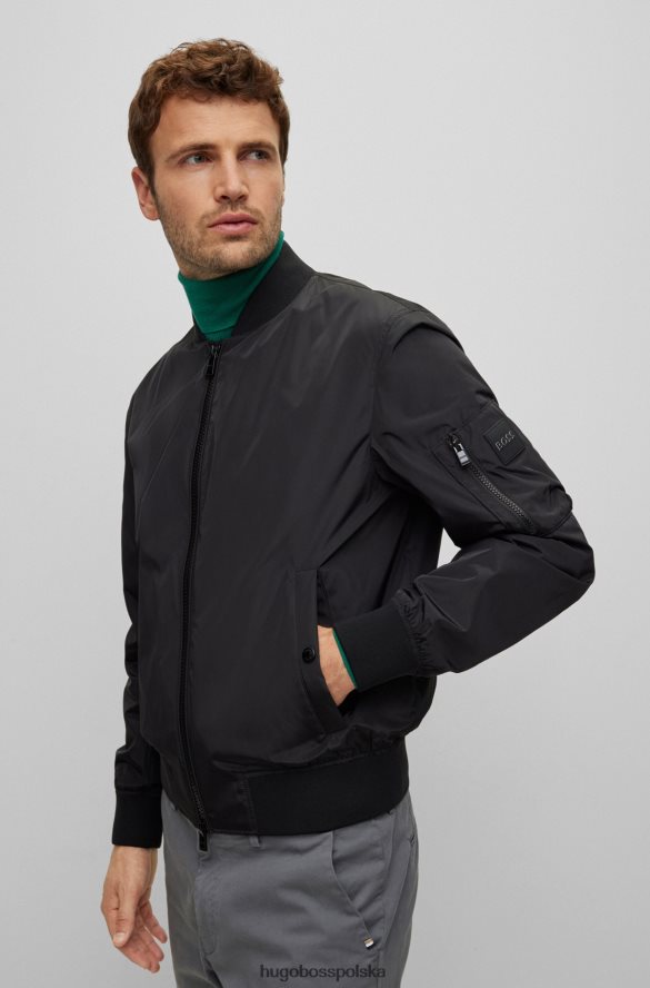 Hugo Boss czarna kurtka bomber hugo o regularnym kroju z materiału pochodzącego z recyklingu czarny R0X0H61537