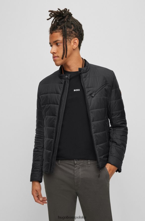 Hugo Boss czarna kurtka motocyklowa Hugo o dopasowanym kroju z naszywką z logo czarny R0X0H62959