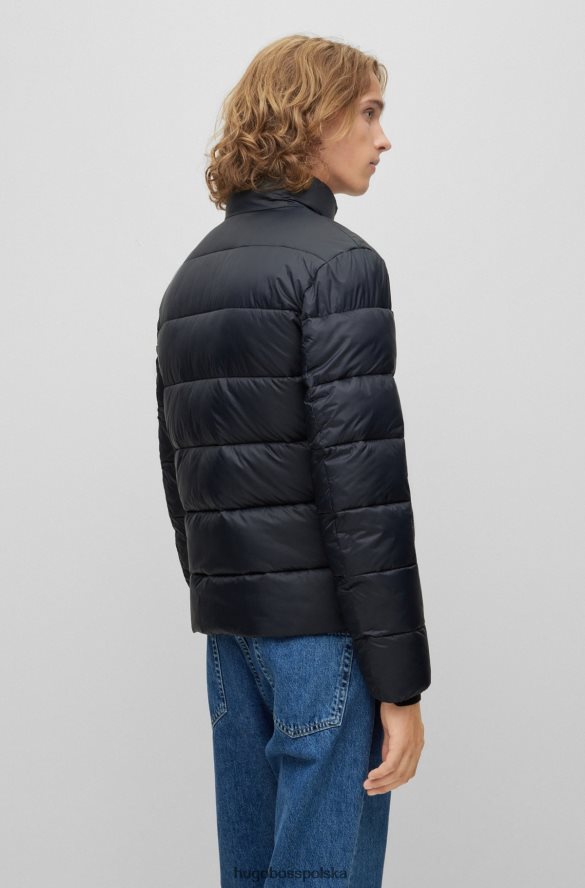 Hugo Boss czarna, puchowa kurtka hugo o dopasowanym kroju z czerwoną metką z logo czarny R0X0H61389