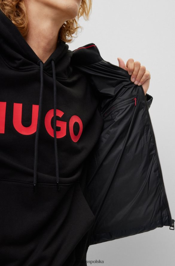 Hugo Boss czarna, puchowa kurtka hugo o dopasowanym kroju z czerwoną metką z logo czarny R0X0H61389