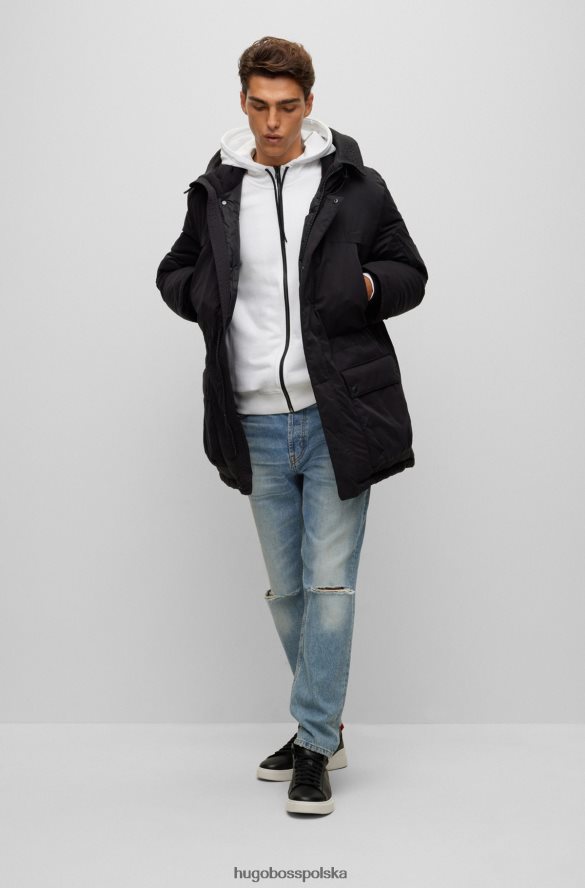 Hugo Boss czarna puchowa kurtka parka hugo z logo na ramce czarny R0X0H61672