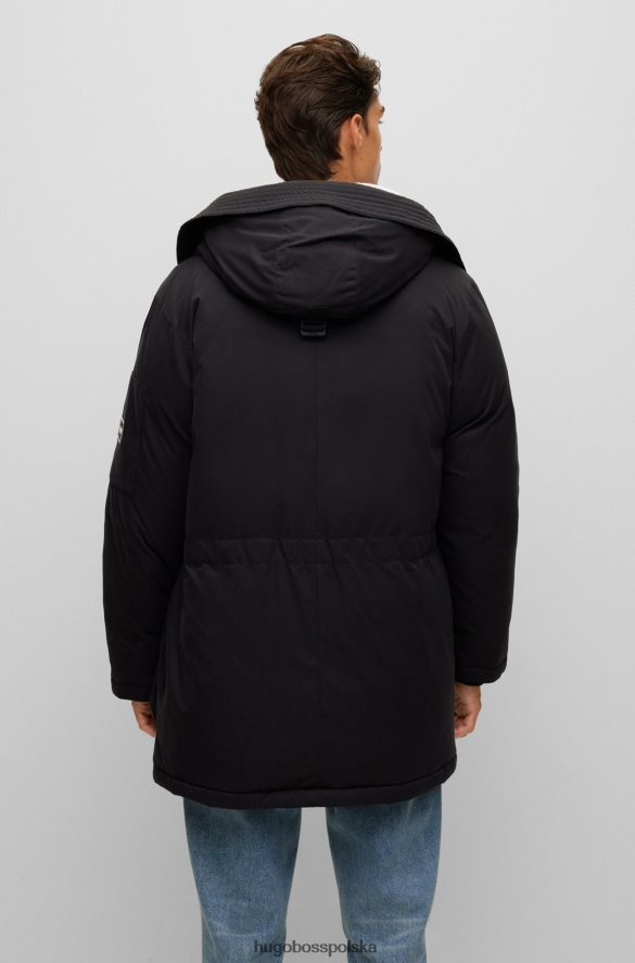 Hugo Boss czarna puchowa kurtka parka hugo z logo na ramce czarny R0X0H61672