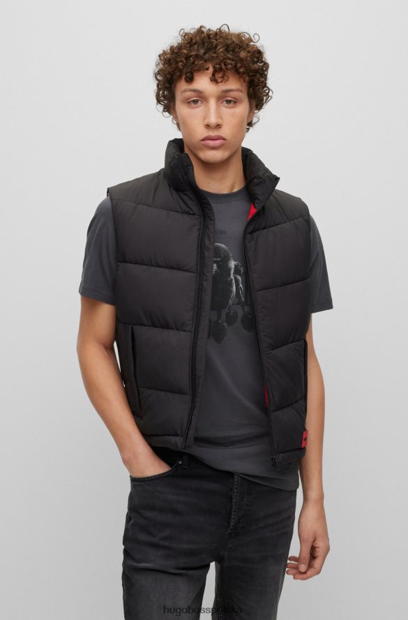 Hugo Boss czarna, wodoodporna, dopasowana kamizelka hugo z czerwoną metką z logo czarny R0X0H63832