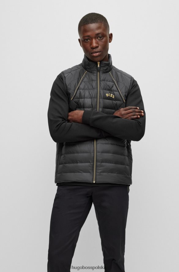 Hugo Boss czarna, wodoodporna kamizelka puchowa z haftem trójkątnym hugo czarny R0X0H61983