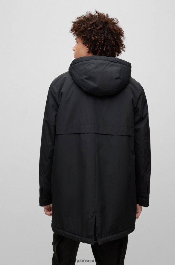 Hugo Boss czarna, wodoodporna kurtka parka hugo o regularnym kroju z logo w ramce czarny R0X0H62653