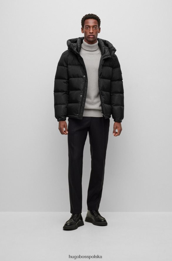 Hugo Boss czarna wodoodporna kurtka puchowa z naszywką z monogramem i podszewką hugo czarny R0X0H64290