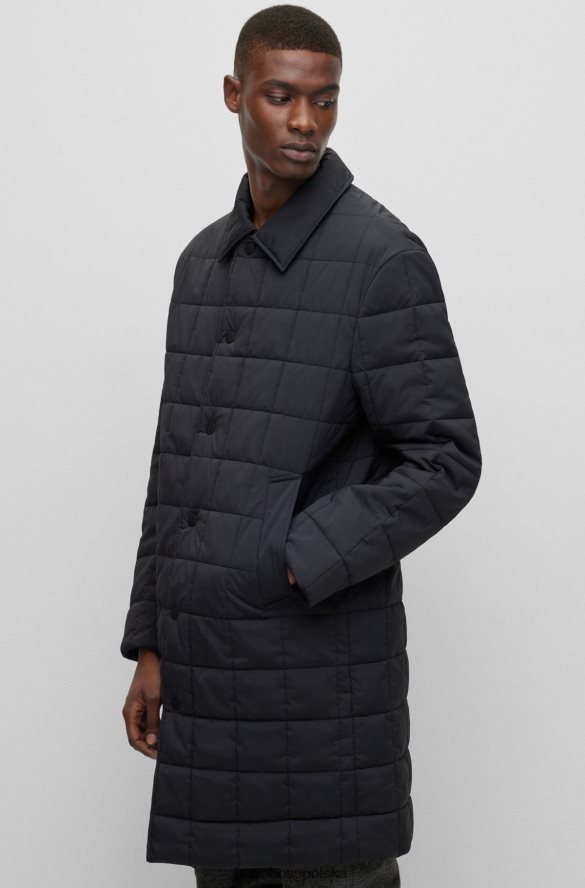Hugo Boss czarna, wodoodporna, wyściełana kurtka hugo o luźnym kroju czarny R0X0H62703