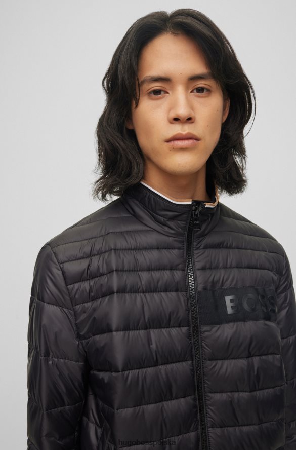 Hugo Boss czarna, wodoodporna, wyściełana kurtka hugo z taśmą z logo 3D czarny R0X0H61972