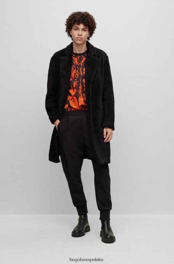 Hugo Boss czarny płaszcz o regularnym kroju z pluszowego materiału hugo czarny R0X0H62069