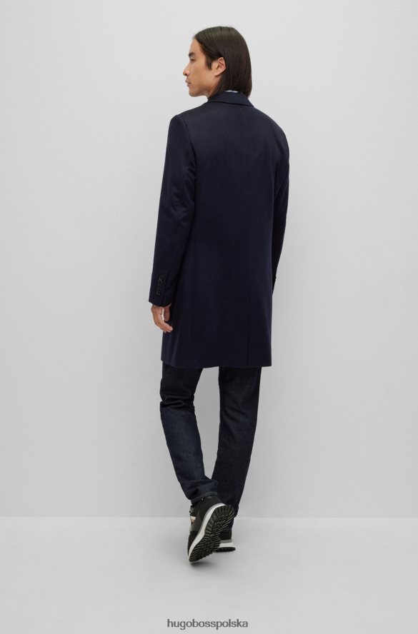 Hugo Boss dopasowany płaszcz z odpowiedzialnego kaszmiru Hugo w kolorze ciemnoniebieskim ciemny niebieski R0X0H62335