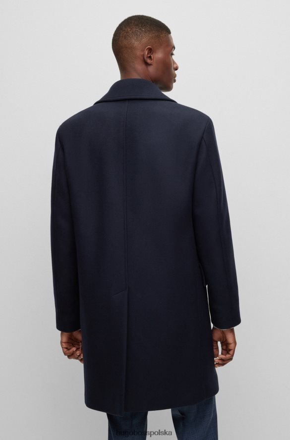 Hugo Boss dwurzędowy płaszcz o swobodnym kroju z mieszanki wełny hugo w kolorze ciemnoniebieskim ciemny niebieski R0X0H61321