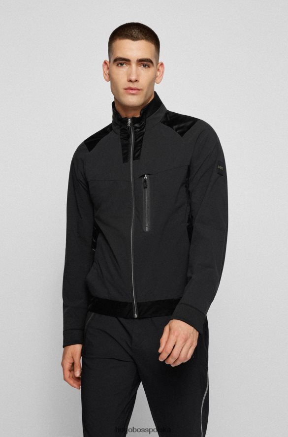 Hugo Boss hugo Czarna kurtka o regularnym kroju, zapinana na zamek, z wodoodpornego materiału czarny R0X0H63688