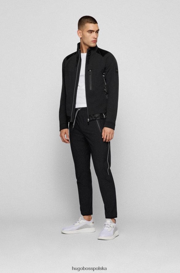 Hugo Boss hugo Czarna kurtka o regularnym kroju, zapinana na zamek, z wodoodpornego materiału czarny R0X0H63688