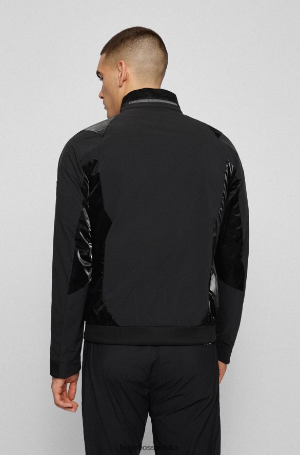 Hugo Boss hugo Czarna kurtka o regularnym kroju, zapinana na zamek, z wodoodpornego materiału czarny R0X0H63688