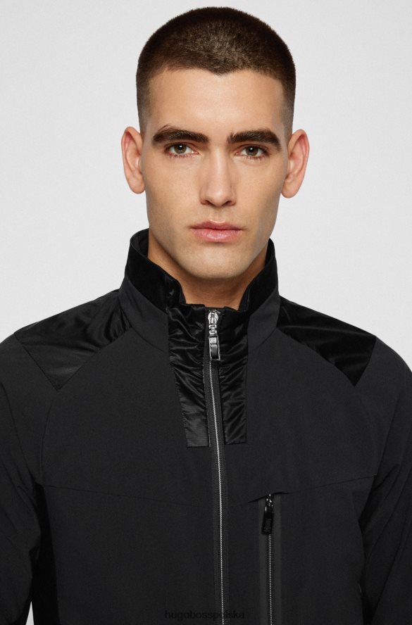 Hugo Boss hugo Czarna kurtka o regularnym kroju, zapinana na zamek, z wodoodpornego materiału czarny R0X0H63688