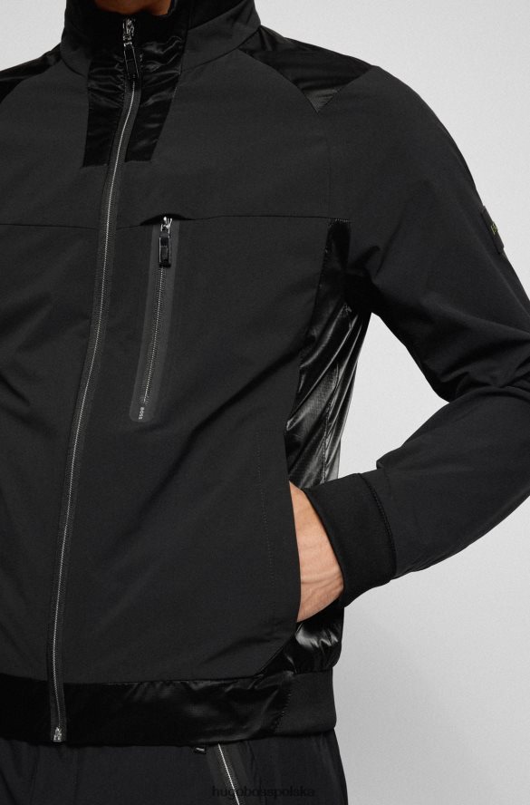 Hugo Boss hugo Czarna kurtka o regularnym kroju, zapinana na zamek, z wodoodpornego materiału czarny R0X0H63688