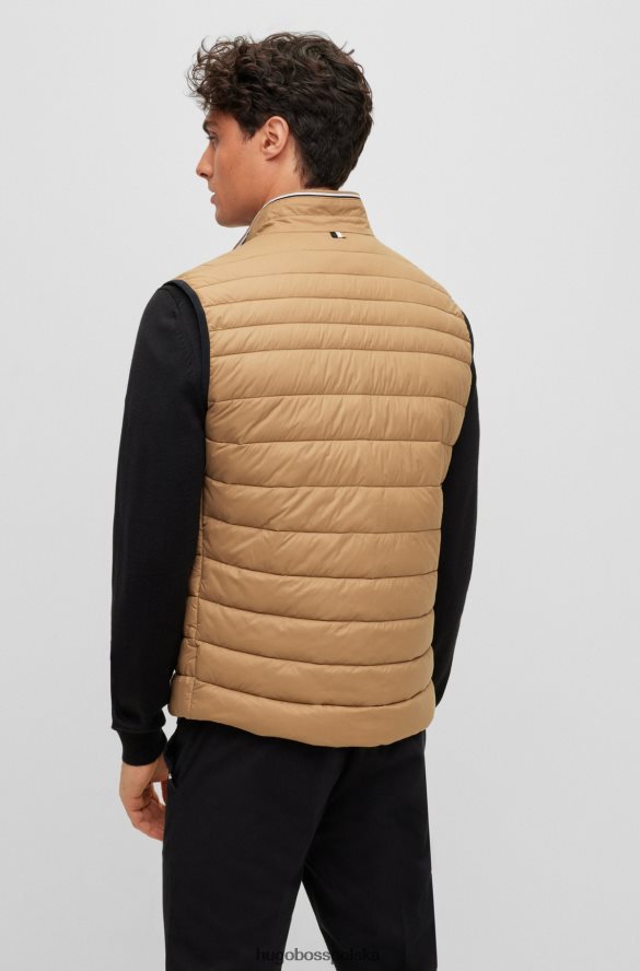 Hugo Boss hugo beżowa, wodoodporna, wyściełana kamizelka z taśmą z logo 3D beżowy R0X0H61407