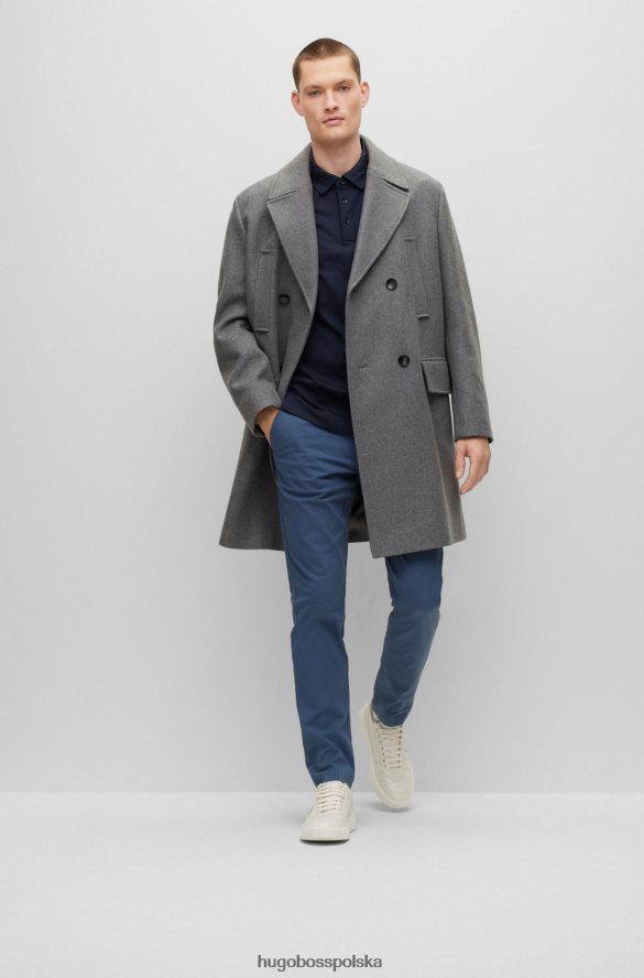 Hugo Boss hugo srebrny dwurzędowy płaszcz o swobodnym kroju z mieszanki wełny srebro R0X0H61323