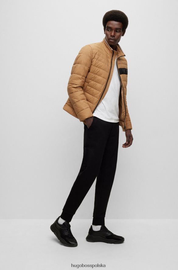 Hugo Boss hugo wodoodporna ocieplana kurtka z taśmą z logo 3D w kolorze beżowym beżowy R0X0H61974