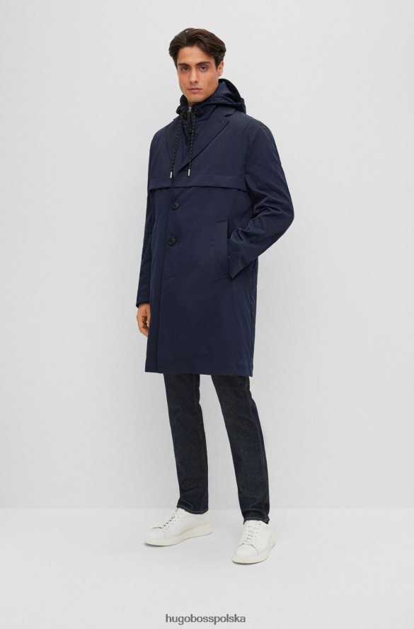 Hugo Boss hugo wodoodporny płaszcz o swobodnym kroju z zamkiem błyskawicznym od wewnątrz w kolorze ciemnoniebieskim ciemny niebieski R0X0H62067