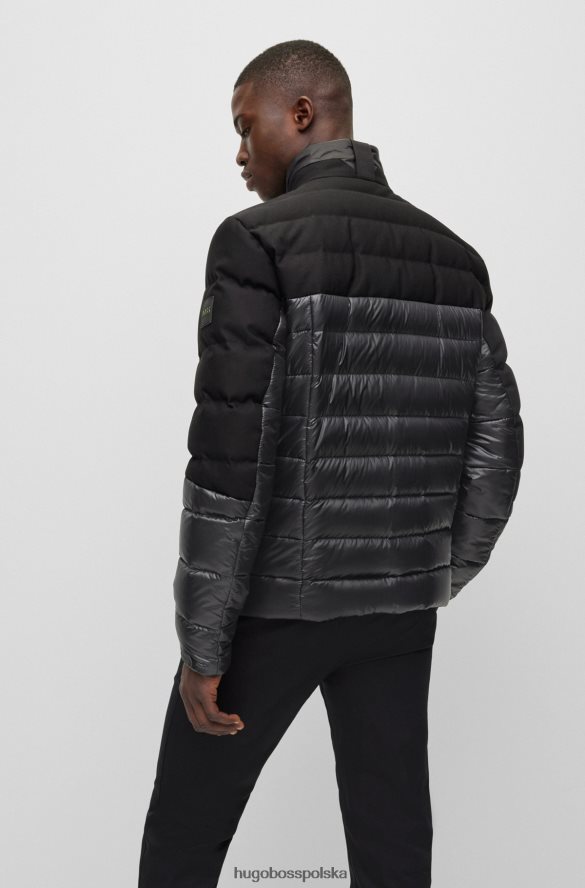Hugo Boss hybrydowa kurtka puchowa z naszywką z logo Hugo w kolorze czarnym czarny R0X0H61910