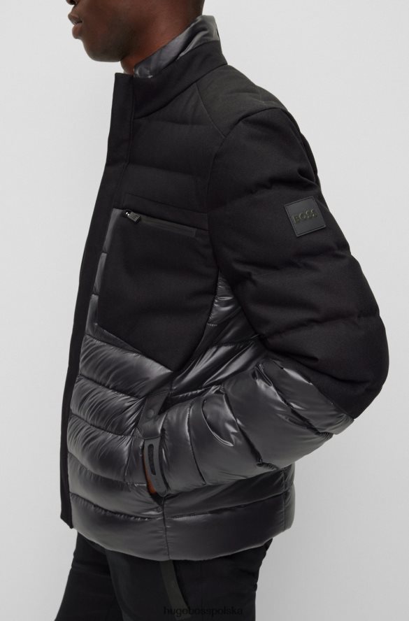 Hugo Boss hybrydowa kurtka puchowa z naszywką z logo Hugo w kolorze czarnym czarny R0X0H61910